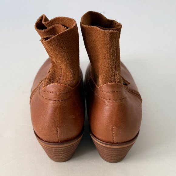 FRYE Brown Leather & Suede Women's Ankle Boots Size 8.5 Side Zipper - Picture 4 of 10